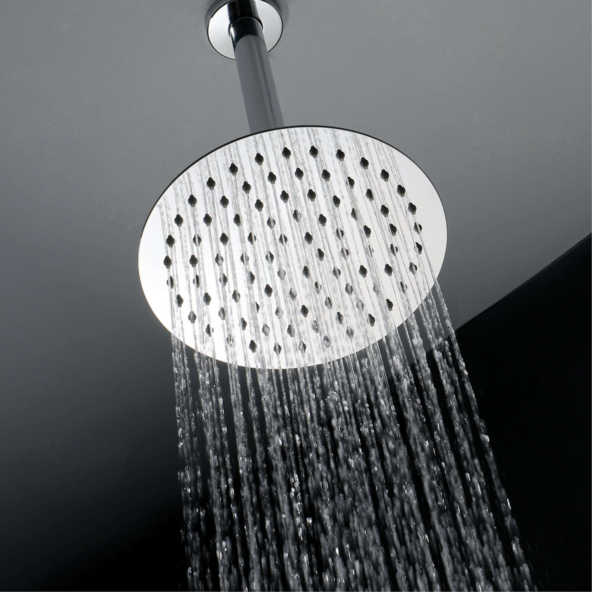 Buy Contemporary Ceiling Fixed Round Ultra Slim Stainless Steel Shower Head 8" With 180mm Ceiling Shower Arm - Chrome online UK